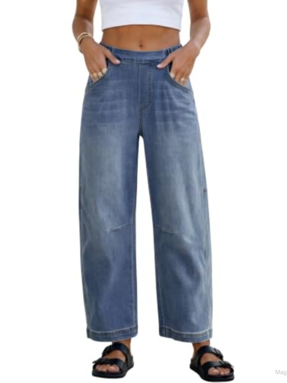 ANRABESS Women's Barrel Jeans High Waist Wide Leg Denim Pants